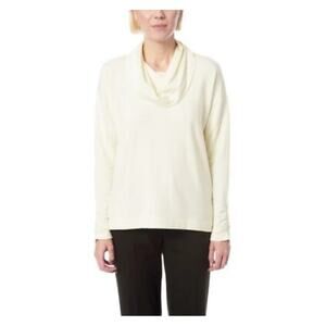 Jones New York Ivory Cowl Neck Brushed Terry Jersey Knit Long Sleeve Top XXL
